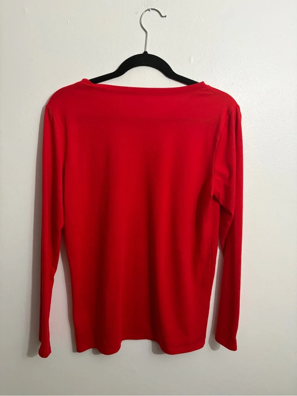 Red Holiday Smile Face Sequin Long Sleeve Top
